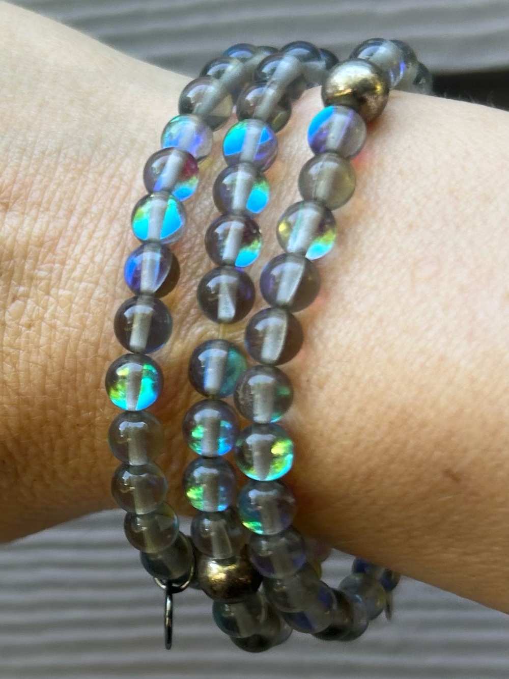 Nogu Set of 3 Iridescent Lavender-Blue Mermaid Glass Bracelets